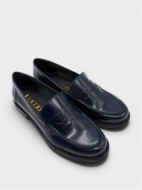 Mocassino in pelle blu lucida con mascherina classica IL LACCIO | ELSAN252ABRASIVATOBLU823